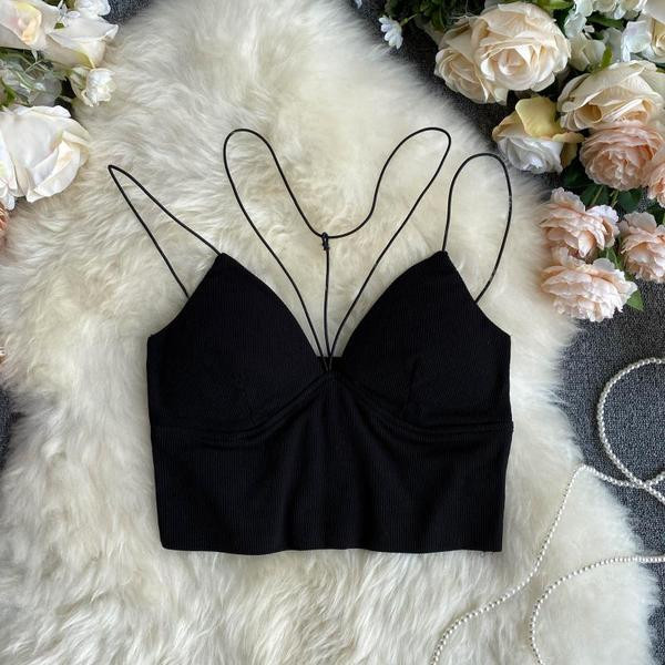 Стилен дамски къс топ с тънки презрамки