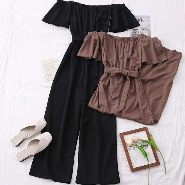 Ежедневен дамски гащеризон с лодка деколте