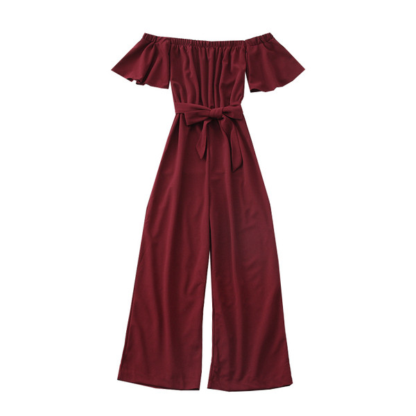 Ежедневен дамски гащеризон с лодка деколте