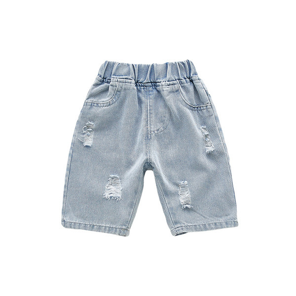 Vaikiški džinsai 3/4 kelnės su plėšytais motyvais berniukams