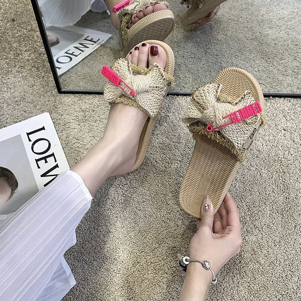 Дамски ежедневни чехли с панделка  и равна подметка 