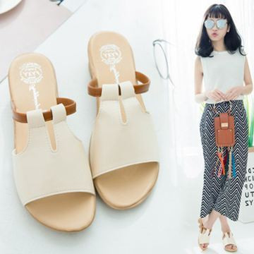 Ежедневни дамски чехли от еко кожа и ниска подметка