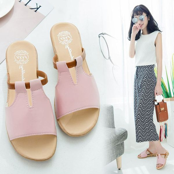 Ежедневни дамски чехли от еко кожа и ниска подметка