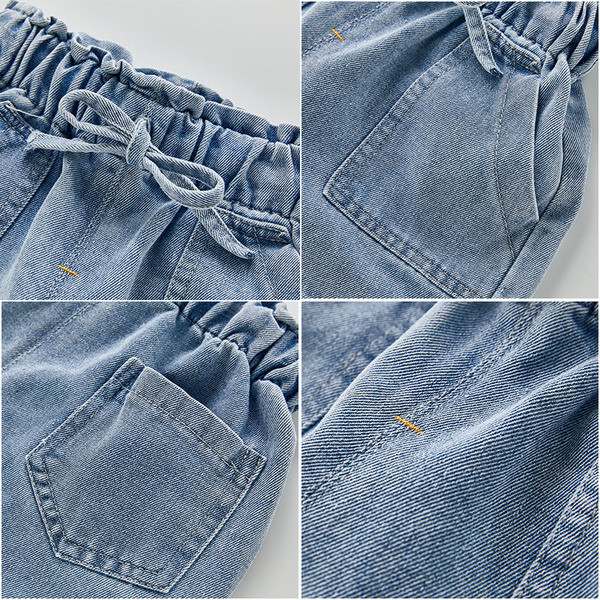 Modernūs vaikiški šortai su kišenėmis berniukams mėlynos spalvos