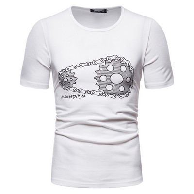 Tricou casual barbatesc cu aplicatie si maneci scurte