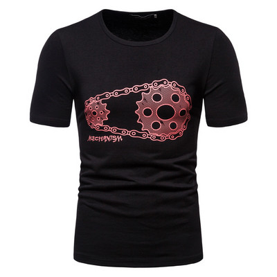 Tricou casual barbatesc cu aplicatie si maneci scurte