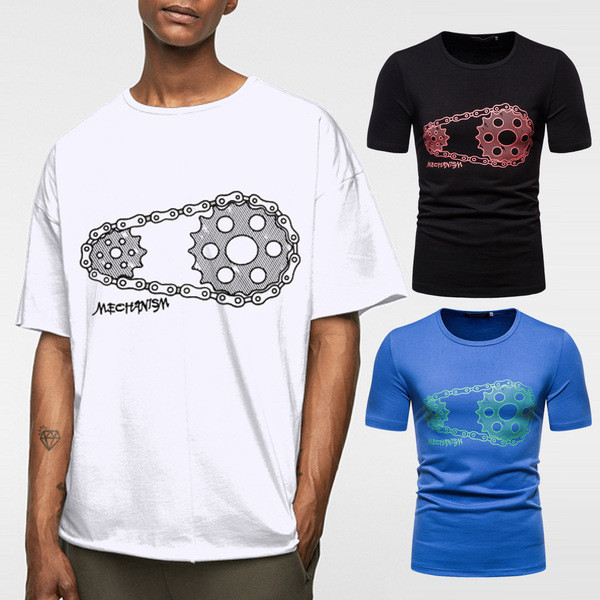 Ежедневна  мъжка  тениска с апликация и къс ръкав 