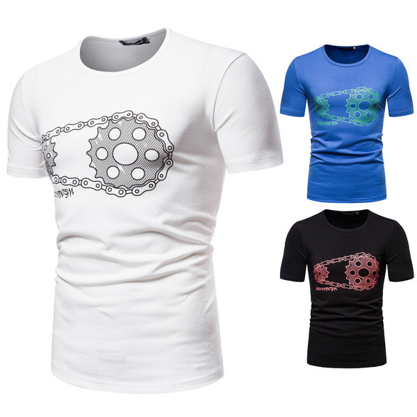 Ежедневна  мъжка  тениска с апликация и къс ръкав 