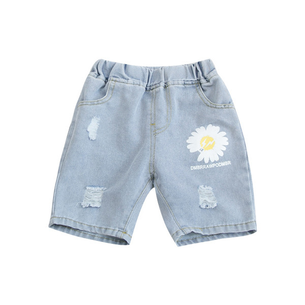 Vaikiški džinsiniai šortai su aplikacijomis ir plėšytais motyvais