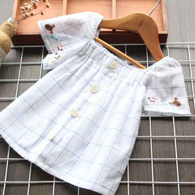 Модерна детска риза с бродерия и копчета за момичета