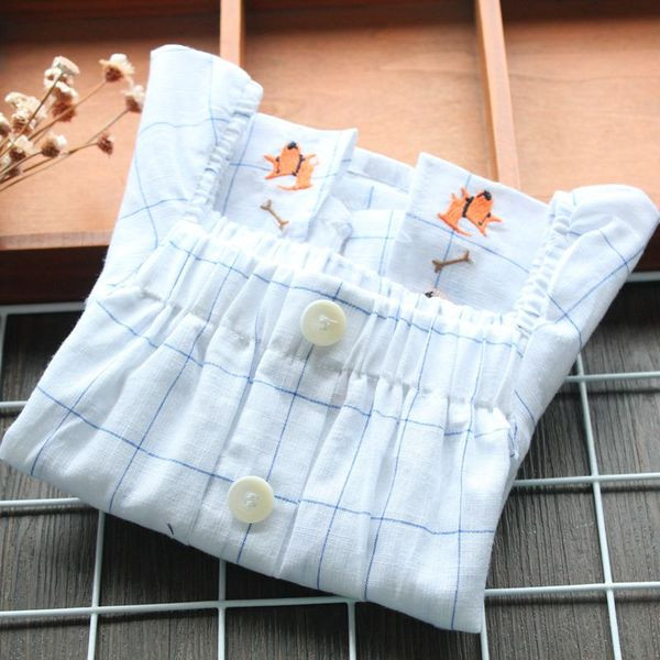 Модерна детска риза с бродерия и копчета за момичета