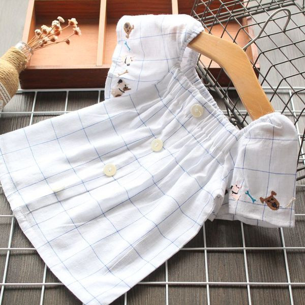 Модерна детска риза с бродерия и копчета за момичета