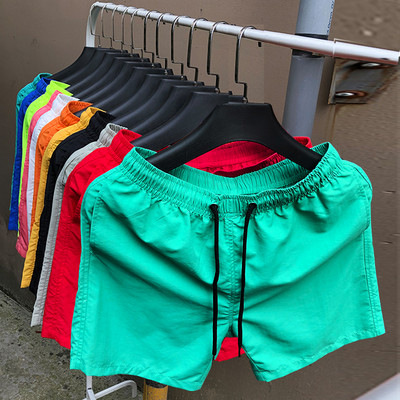 Едноцветни мъжки шорти за плаж с ластик