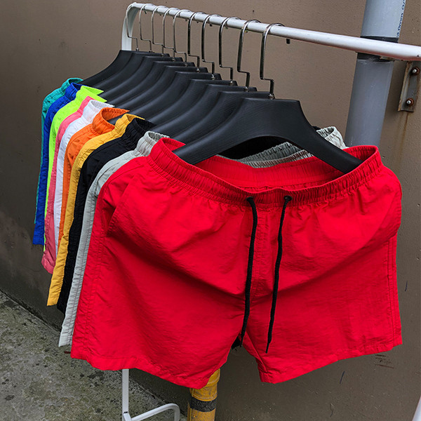 Едноцветни мъжки шорти за плаж с ластик