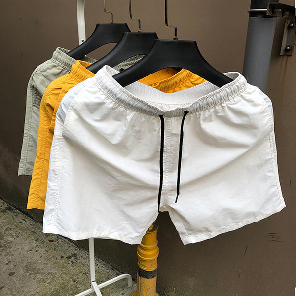 Едноцветни мъжки шорти за плаж с ластик