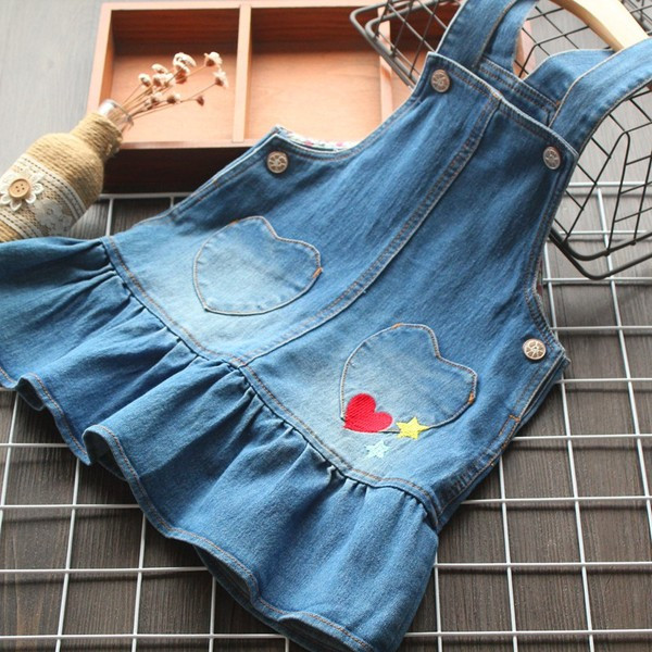 Нов модел детски дънков сукман с презрамки