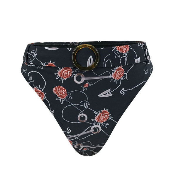 Дамски бански костюм от две части с дълбоко деколте и висока талия 