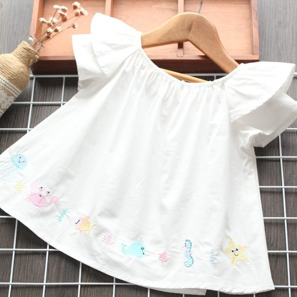 Novi model dječje bluze s ovalnim izrezom za djevojčice