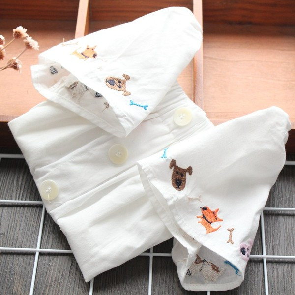 Модерна детска блуза с копчета и бродерия за момичета