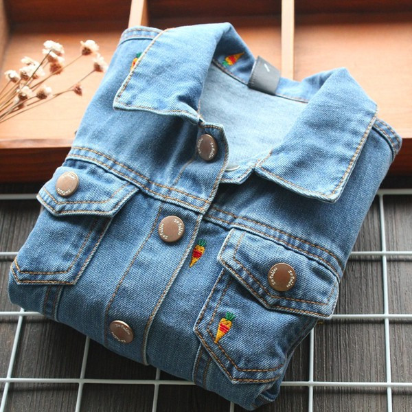 Moderna dječja traper jakna za djevojčice s vezom i džepovima