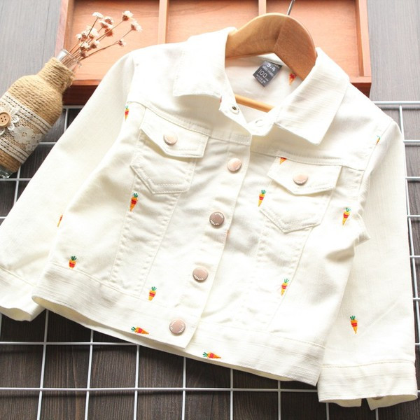 Moderna dječja traper jakna za djevojčice s vezom i džepovima