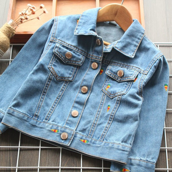 Moderna dječja traper jakna za djevojčice s vezom i džepovima