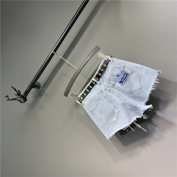 Нов модел къси дамски дънкови панталони с висока талия