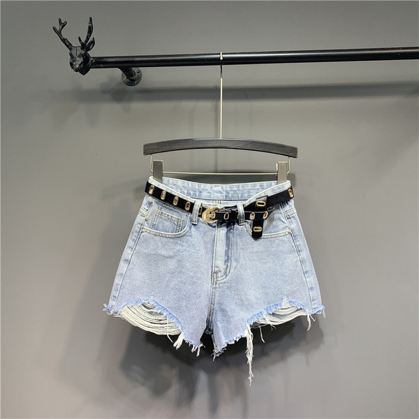 Нов модел къси дамски дънкови панталони с висока талия