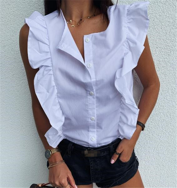 Ежедневна дамска риза с копчета и къдри 