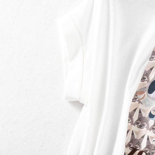 Дамска тениска в бял цвят с бродерия и къс ръкав 