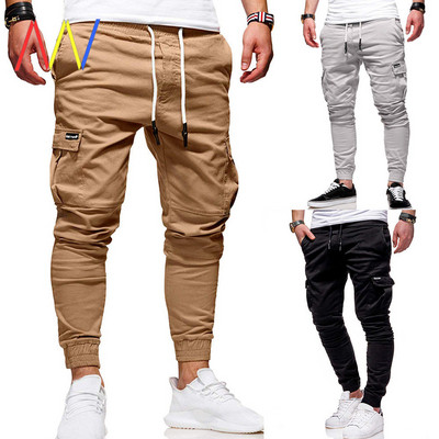 Спортно-елегантен мъжки панталон с джобове - Slim модел