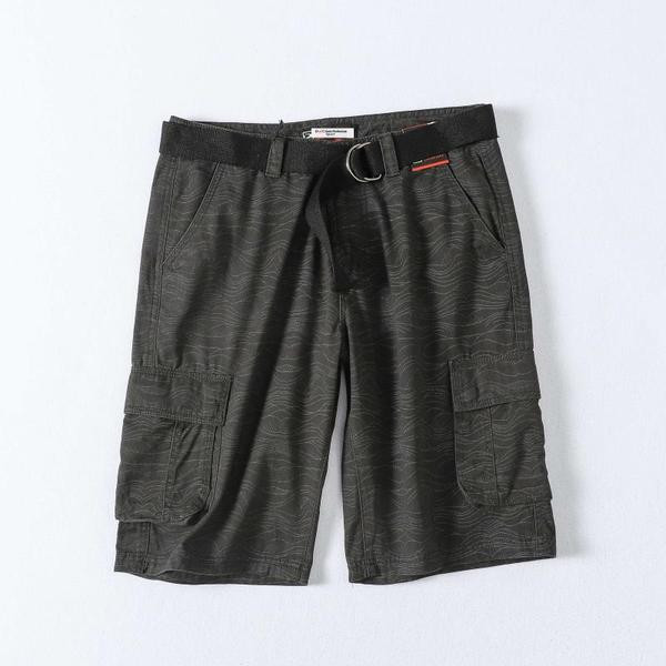 Къси ежедневни мъжки панталони с колан и странични джобове