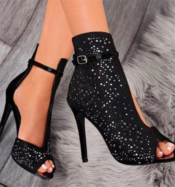 UUS luku ja kivikestega naiste kõrge kontsaga kingade mudel