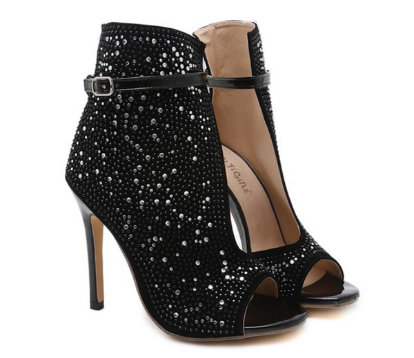 UUS luku ja kivikestega naiste kõrge kontsaga kingade mudel