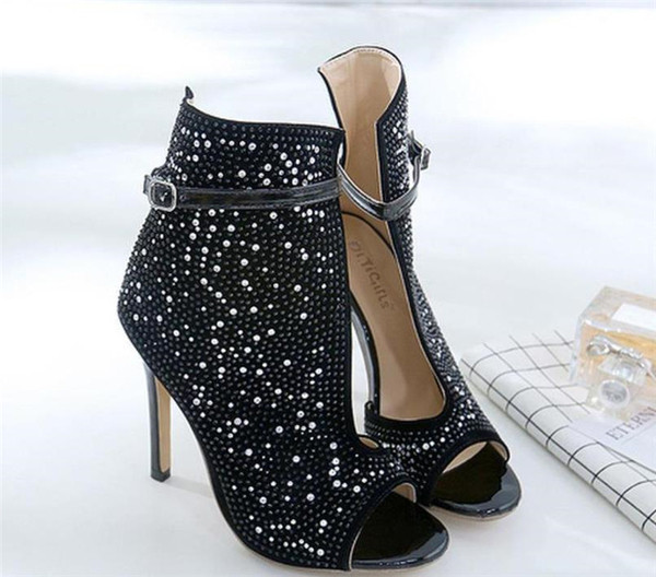 UUS luku ja kivikestega naiste kõrge kontsaga kingade mudel