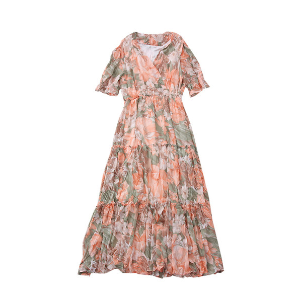 Ежедневна дамска рокля с флорален десен - разкроен модел