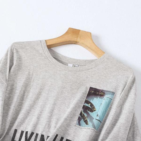 Dnevna široka majica s natpisom i printom