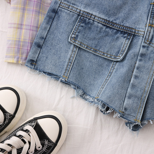 Novi model ženske traper suknje-hlače na gumbe i džepove