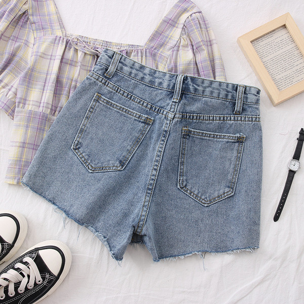 Novi model ženske traper suknje-hlače na gumbe i džepove