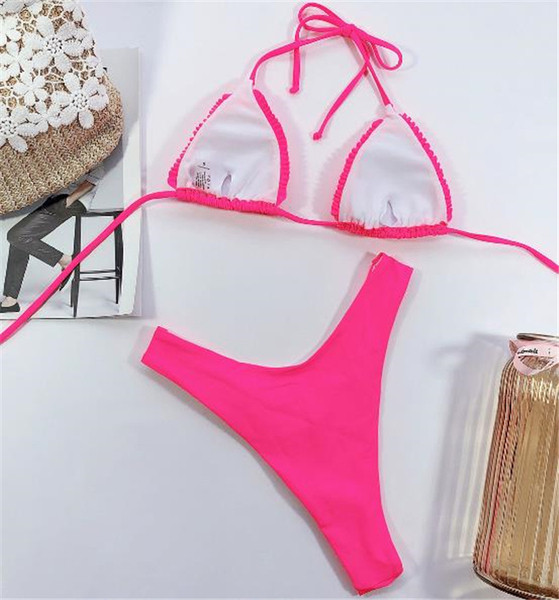 Νέο μοντέλο γυναικείο μαγιό σε δύο μέρη σε ροζ χρώμα