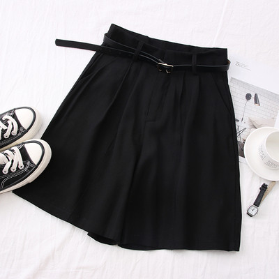 Pantaloni casual dama in carouri cu talie inalta si curea