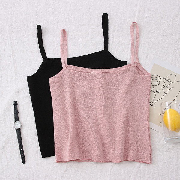 Ежедневен дамски потник с тънки презрамки и бродерия