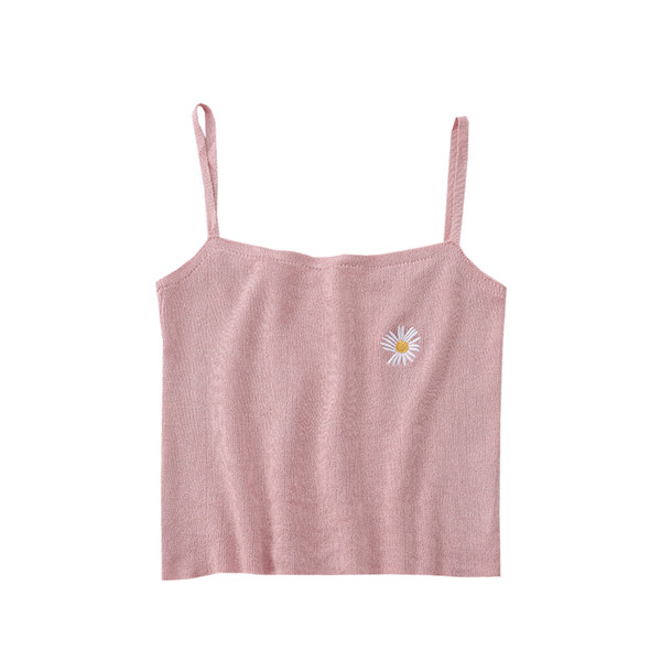 Ежедневен дамски потник с тънки презрамки и бродерия