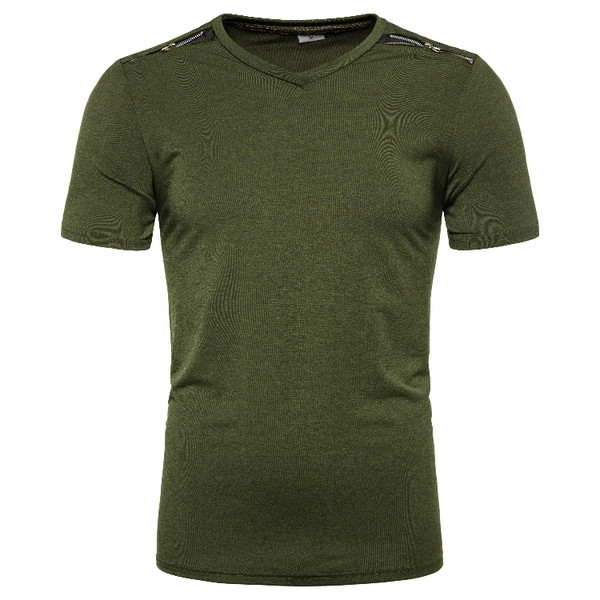 Moodne lühikeste varrukate ja lukuga meeste T-särk