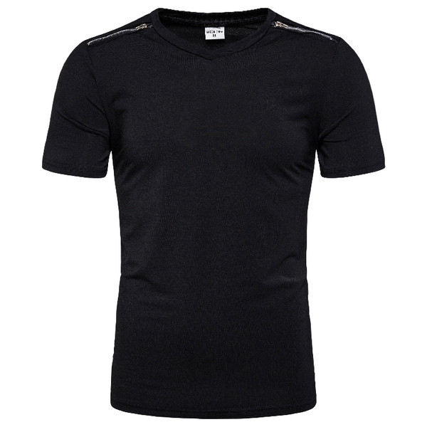 Moodne lühikeste varrukate ja lukuga meeste T-särk