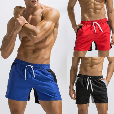 Къси мъжки шорти за плаж с ластик на талията