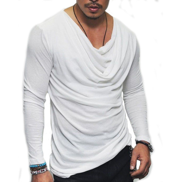 Kaasaegne pikkade varrukatega ja spitsikaelusega meeste pluus