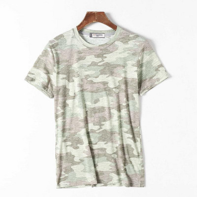 Tricou de vară pentru bărbați cu mâneci scurte și model de camuflaj