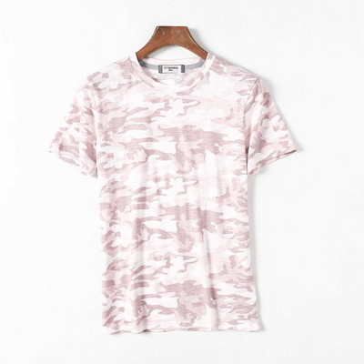 Tricou de vară pentru bărbați cu mâneci scurte și model de camuflaj