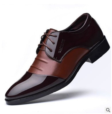 Мъжки елегантни обувки с връзки заострен модел от еко кожа